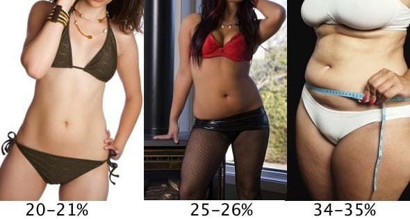 Female Body Fat Percentages 20-35%