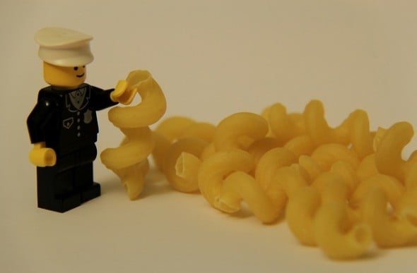 lego man and pasta