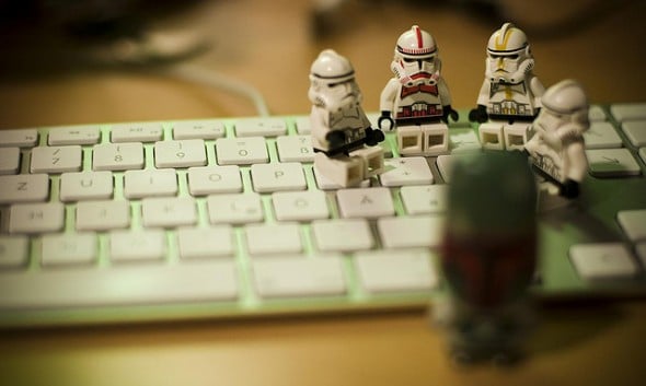 lego stormtroopers on keyboard
