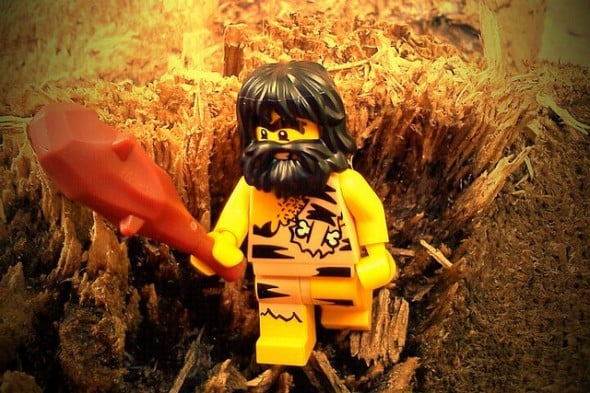 lego caveman forging for Paleo food