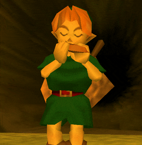 Link playing an ocarina