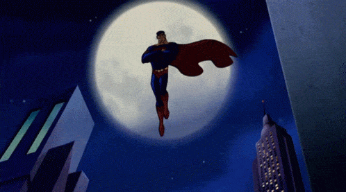 A gif of Superman flying