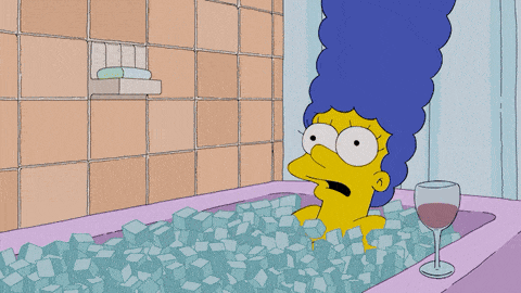 Marge in an ice bath