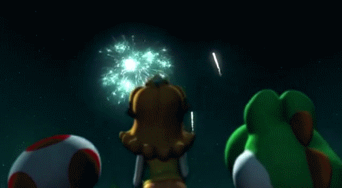 A gif of fireworks from Mario