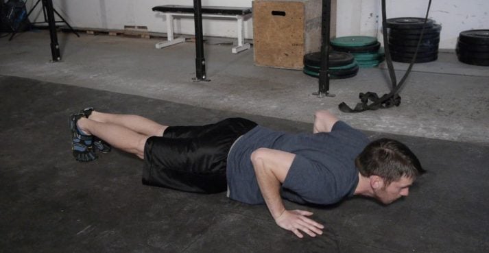 Notice how Steve's arms are angled like an arrow? This is the correct form for a push-up.