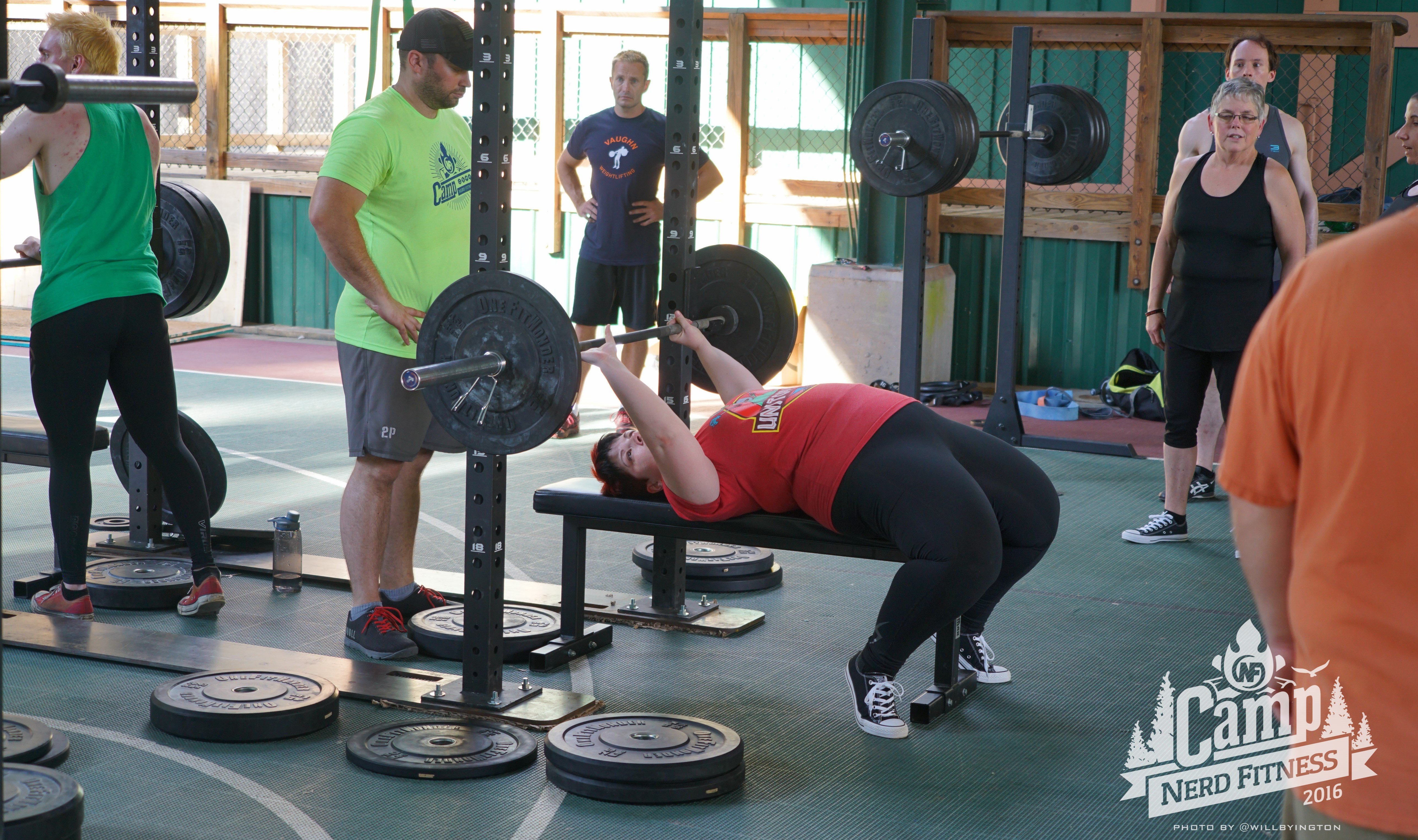 As we will teach, having a spotter can be critical when using the bench press.