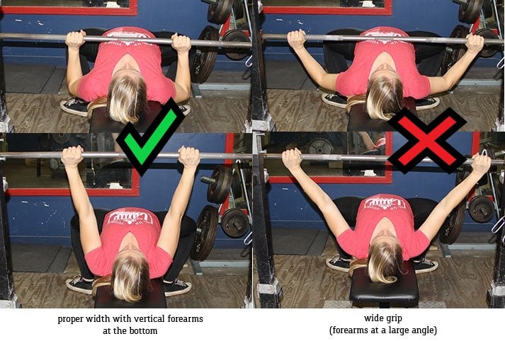 Try and keep your arms vertical. This will give you a good grip when performing the bench press.