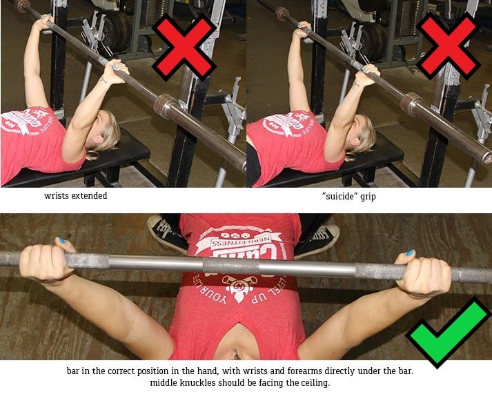 Staci shows you the correct way to hold a barbell during the bench press.