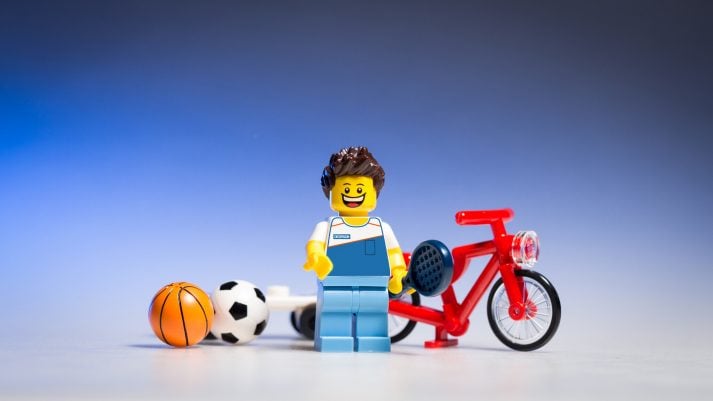 This Lego athlete is ready for his personal training.