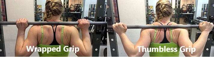 Here are the two common grips for your barbell squat.