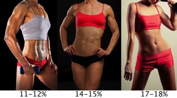 This picture shows different body fat % of women.