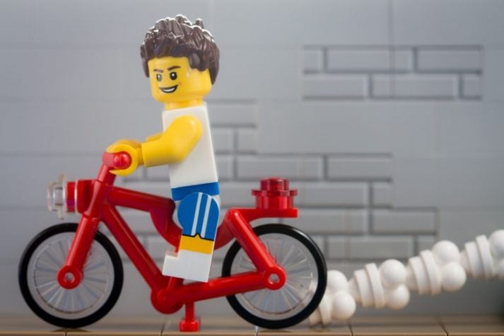 This lego is trying to pedal his way thin!