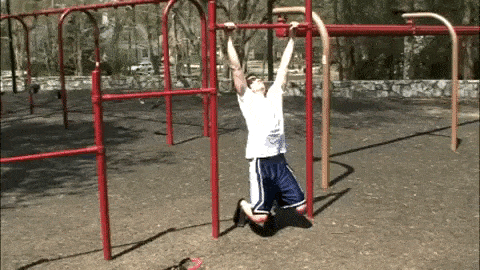 Another form of an advanced pull-up for you. Shift your weight from arm to arm.