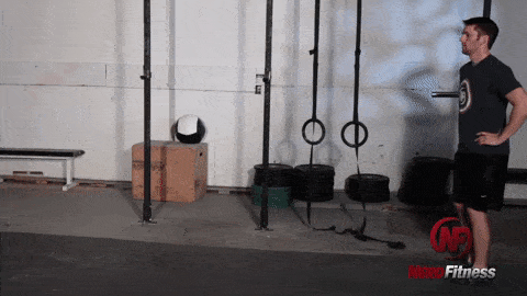 This gif shows the walking lunge, a great way to do bodyweight exercises in your own home!