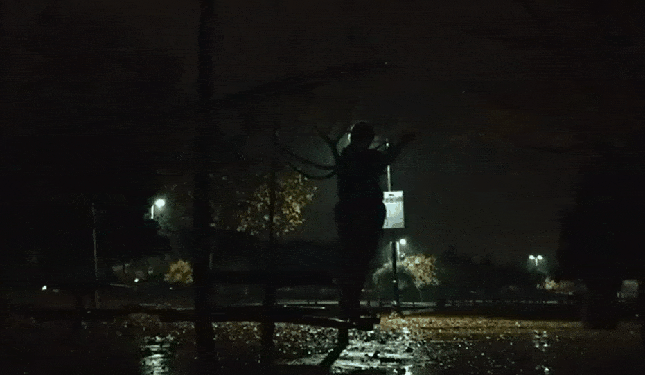 A gif of Emily training parkour