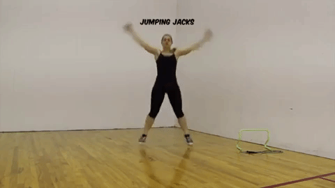 Jumping jacks are a great way to warm up for your at-home workout.