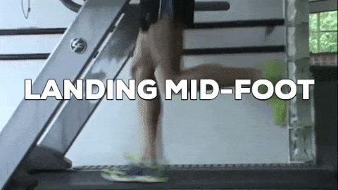 This gif shows that your foot should come down mid-foot when you are running.