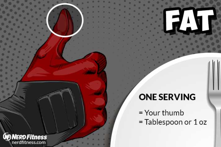 A serving of fat should be well-nigh your thumb!