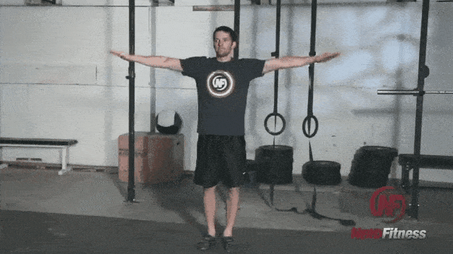 Arm circles like so are a great way to get your heart rate up before doing HIIT.