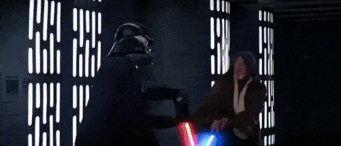 A gif of a lightsaber fight