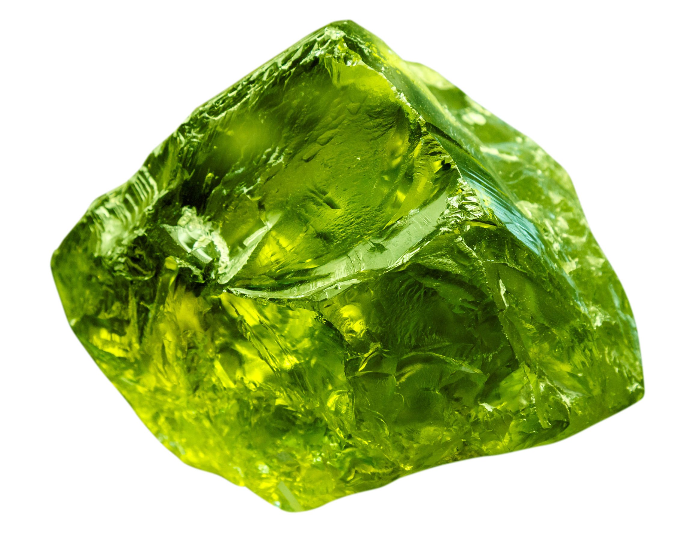 Emerald gem stone mineral. Green gemstone of precious rock isolated on white background. Transparent shiny raw brilliant gem