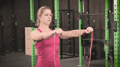 Staci showing you the "pull apart" with a resistance band