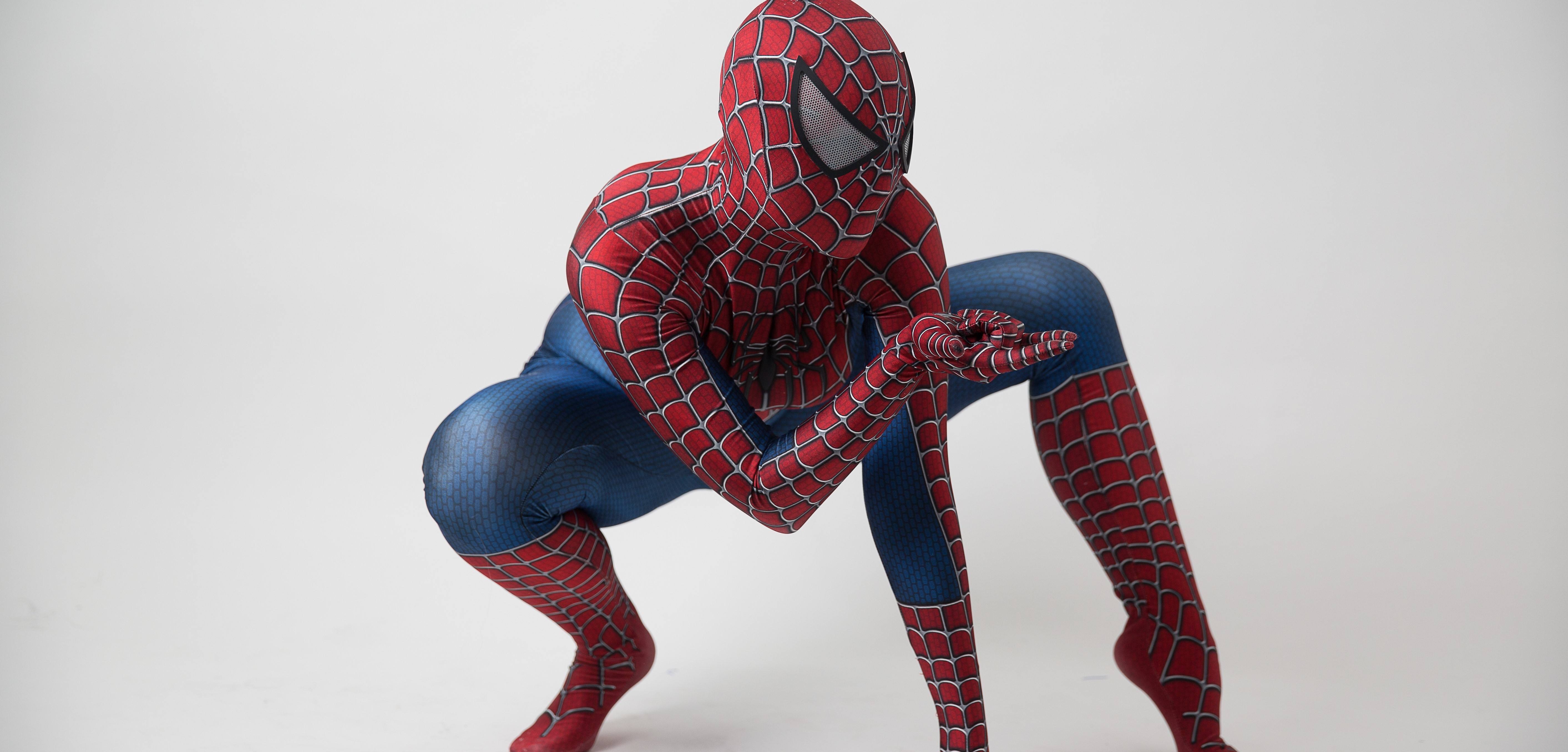 Spider-Man in a flexible position