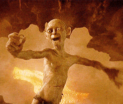 A scene of Gollum falling into lava from Return of the King.