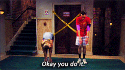 This gif from the Big Bang Theory shows Sheldon not being able to touch his toes.