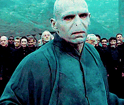 A gif of Voldermort looking mad and evil like