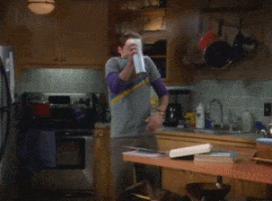 A gif of Sheldon from the Big Bang using some disinfectant.
