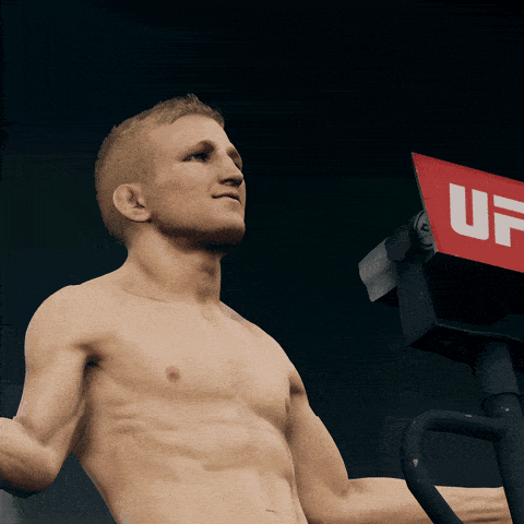A gif of someone weighing in for a fight