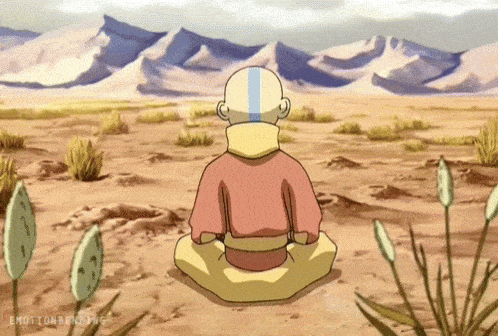 Aang from the Last Airbender meditating 