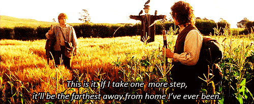 A gif of Sam telling Frodo he's the farthest from home he's ever been.