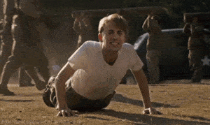 Steve Rogers doing a push-up (with bad form)