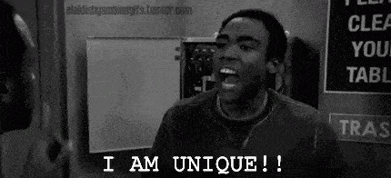 A gif of someone saying "I am unique"