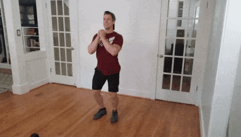 Jim doing a split jerk with no weights