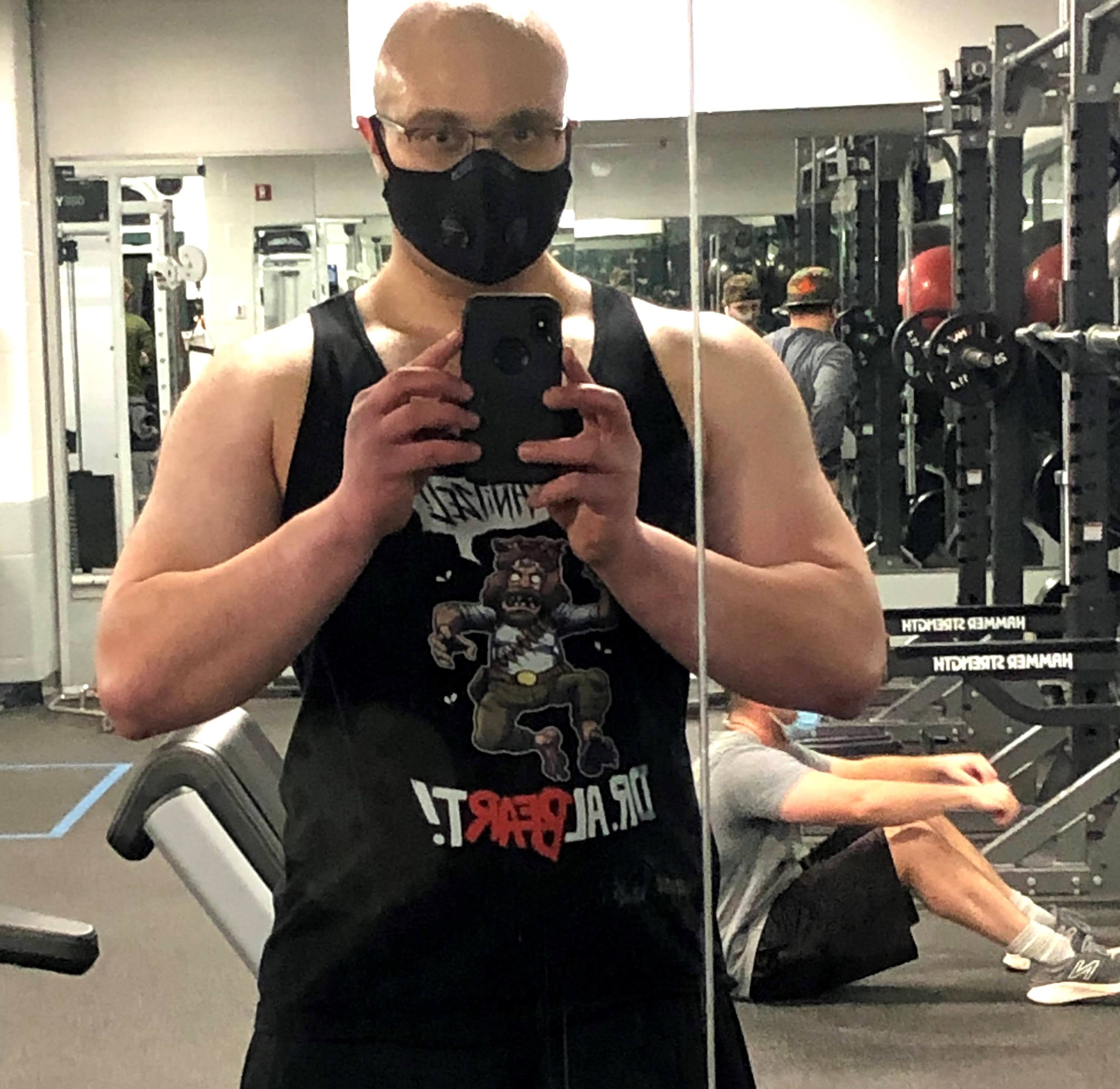 Brian in a mirror at a gym
