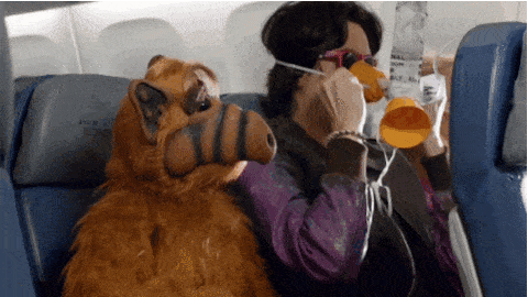 Alf putting on an oxygen mask