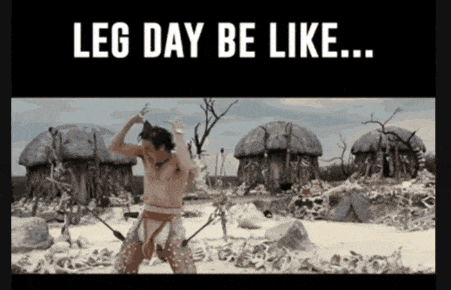 "Leg Day Be Like" with Jim Carrey yelling at the arrows in his legs.